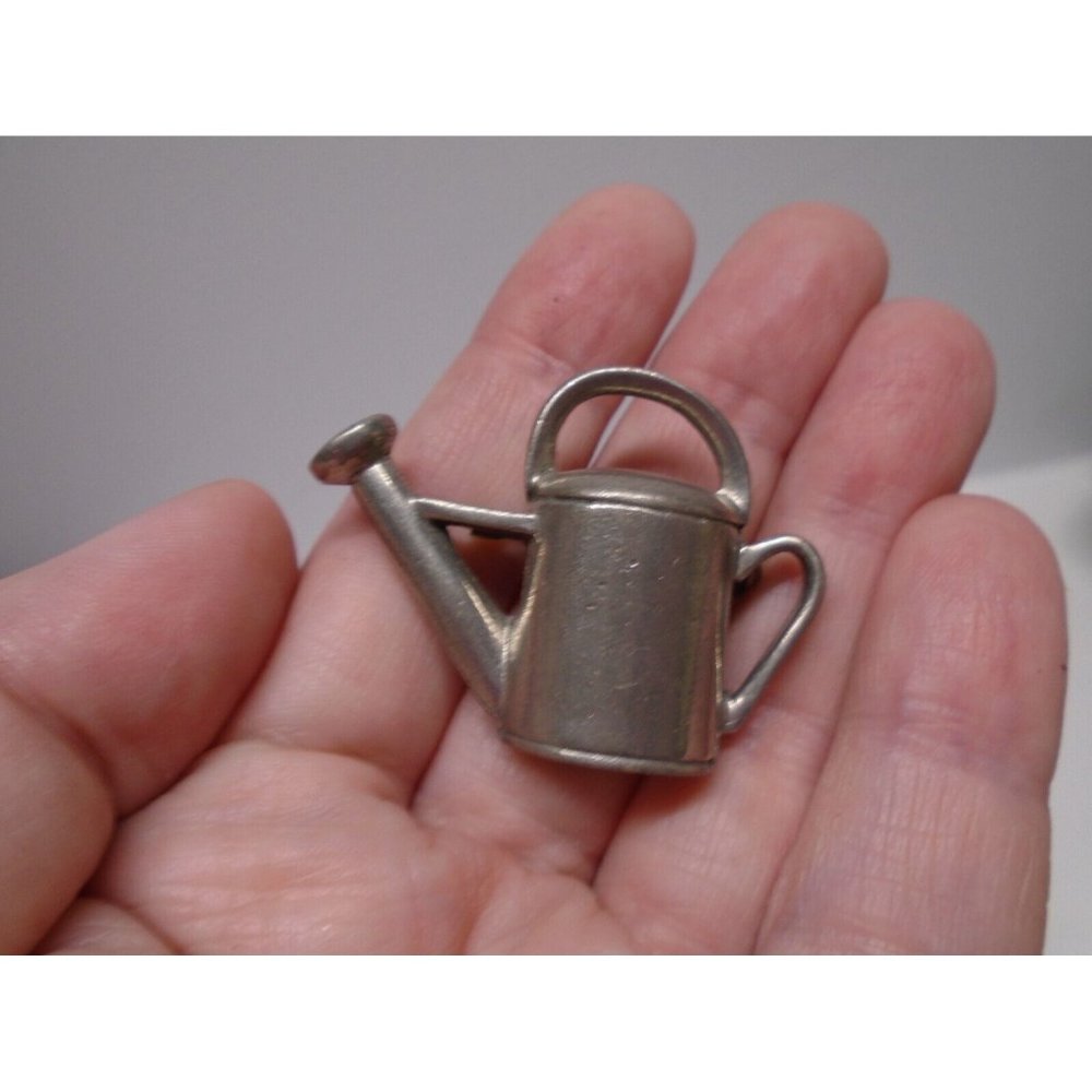 Watering Can Brooch Pin Pewter 1.25 inches tall MCM Minimalist